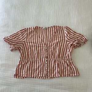 Madewell Striped Button-Up Women's Top, Size L